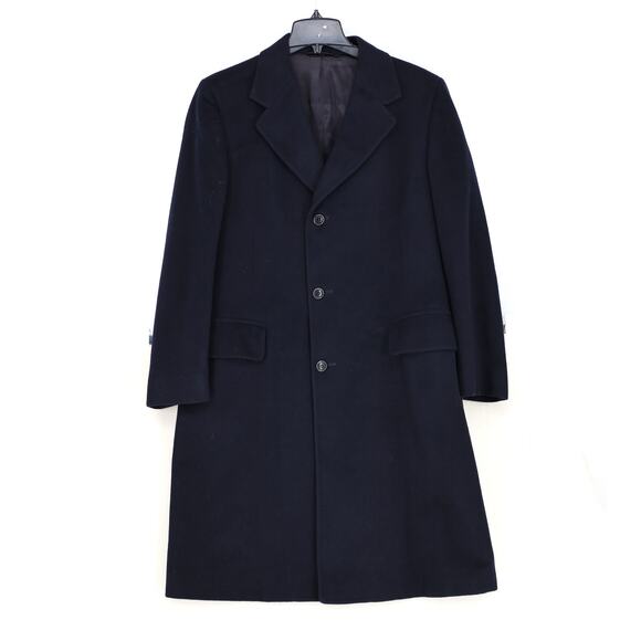 Vintage Karamai Alexander's Men’s Black 100% Cashmere Classic Trench Coat Size L